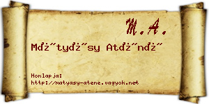 Mátyásy Aténé névjegykártya